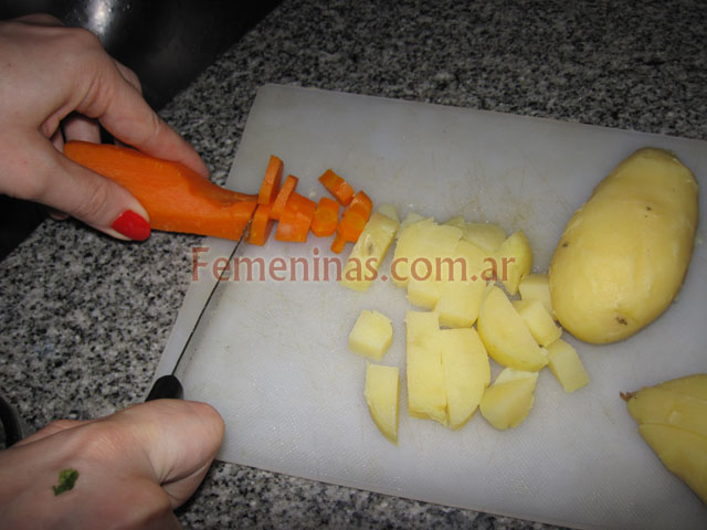 Qcortar en rodajas las zanahorias